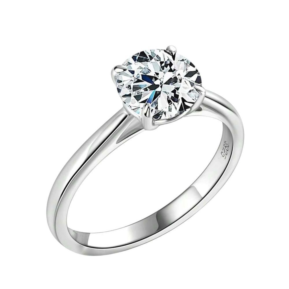🆕2CT VVS1 Moissanite Diamond Round Solitaire Ring